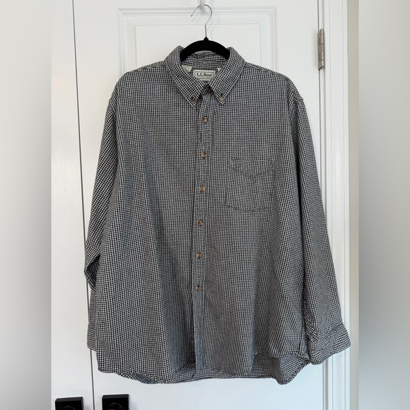 L.L. Bean Other - Vintage LL Bean Men’s Flannel Button Down Black White Checkered Size XL